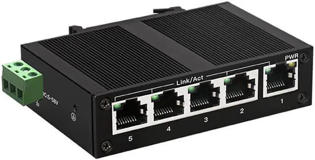 Main image of Industrial Grade Fast Ethernet Network Switch 5-Port 10Mbps/100Mbps RJ45 Unmanaged Network Splitter Switch with DIN Rail IP40 Protective Metal Shell