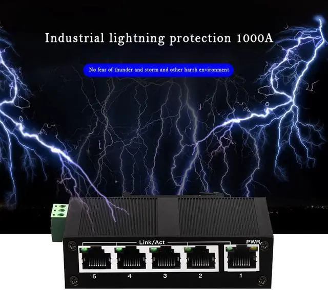 Alt view image 6 of 8 - Industrial Grade Fast Ethernet Network Switch 5-Port 10Mbps/100Mbps RJ45 Unmanaged Network Splitter Switch with DIN Rail IP40 Protective Metal Shell