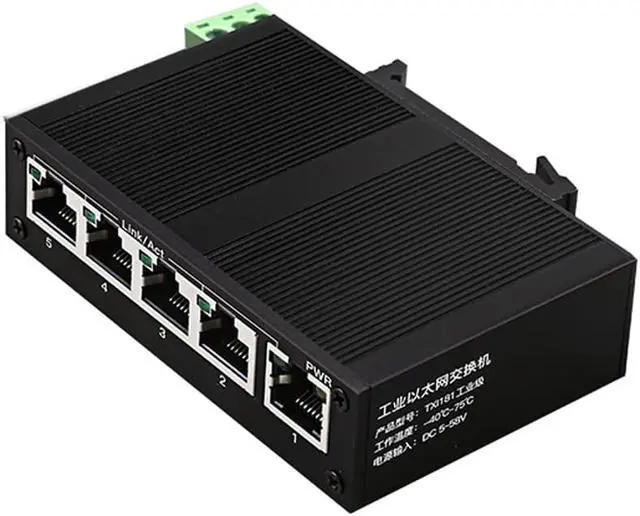 Alt view image 2 of 8 - Industrial Grade Fast Ethernet Network Switch 5-Port 10Mbps/100Mbps RJ45 Unmanaged Network Splitter Switch with DIN Rail IP40 Protective Metal Shell