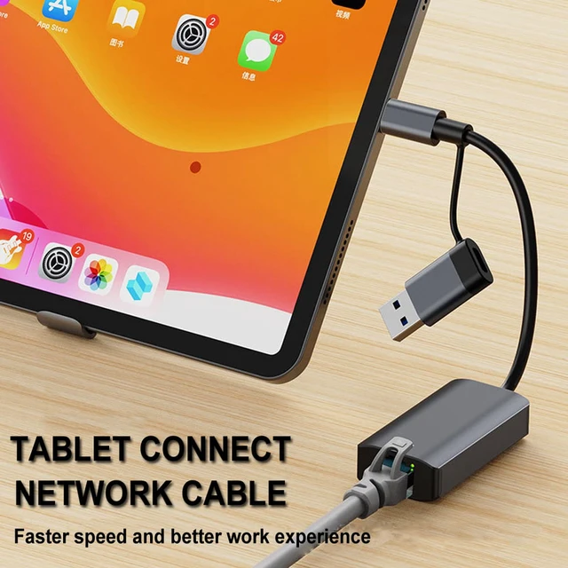 Alt view image 6 of 8 - USB C Ethernet Network Adapter For Macbook Pro Laptop 1000 Mbps USB To RJ45 Dual USB 3.0 Type-C Network Card Lan