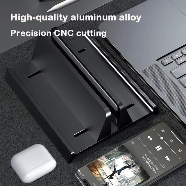 Alt view image 4 of 8 - Vertical Laptop Stand Holder Adjustable Desktop Notebook Dock 3 in 1 Space-Saving Stand for MacBook Pro Air, Laptop Accessories