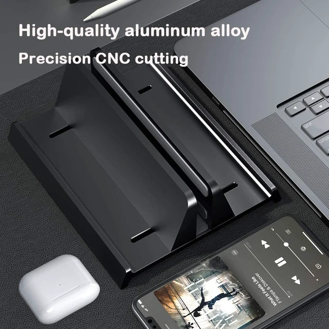 Alt view image 3 of 8 - Vertical Laptop Stand Holder Adjustable Desktop Notebook Dock 3 in 1 Space-Saving Stand for MacBook Pro Air, Laptop Accessories