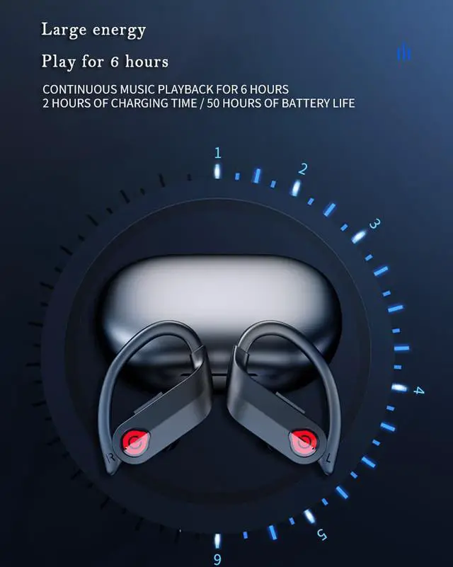 Alt view image 3 of 8 - Bluetooth Earphone Wireless Headphones Stereo Handsfree Noise Canceling TWS Bluetooth 5.3 Sports Headset With Microphone for all Smart Phone