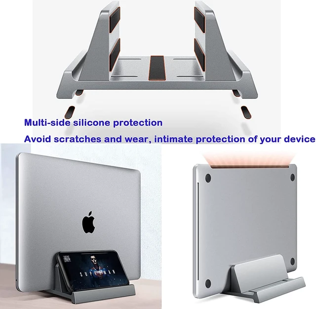 Alt view image 6 of 8 - Vertical Laptop Stand Holder Adjustable Desktop Notebook Dock 3 in 1 Space-Saving Stand for MacBook Pro Air, Laptop Accessories