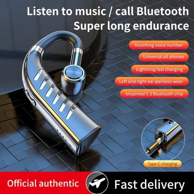 Alt view image 7 of 8 - Ear Hook Bluetooth Earphone Wireless Bluetooth 5.3 Business Earbud Single Earphone With Microphone 36 Hours for Driving Meeting