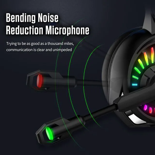 Alt view image 5 of 8 - Wired Gaming Headphones USB Wired & 3.5mm Stereo Gamer Headset with Microphone 7.1 Surround Super Base RGB Backlight PC Headphones (with Dual 3.5mm Adapter Cable)