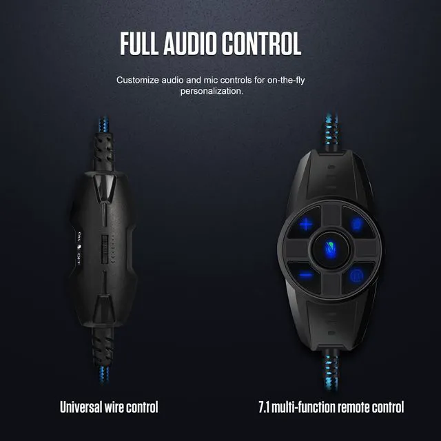 Alt view image 6 of 8 - Wired Gaming Headphones USB Wired & 3.5mm Stereo Gamer Headset with Microphone 7.1 Surround Super Base RGB Backlight PC Headphones (with Dual 3.5mm Adapter Cable)