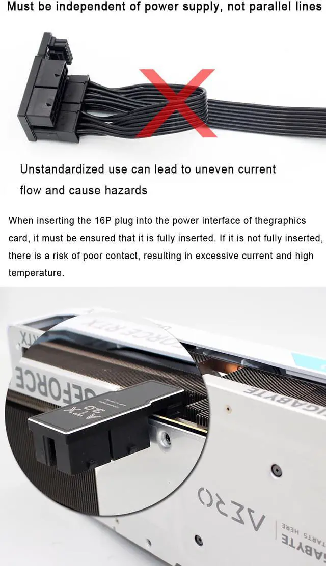 Alt view image 5 of 8 - Aluminum Alloy 4x8Pin to 40 Series Graphics Card ATX3.0 12VHPWR 12+4P 600W 180 Degree Power Steering Connector GPU 180° Adapter - Model A White