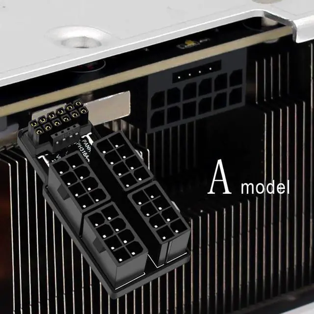Alt view image 3 of 8 - Aluminum Alloy 4x8Pin to 40 Series Graphics Card ATX3.0 12VHPWR 12+4P 600W 180 Degree Power Steering Connector GPU 180° Adapter - Model A White