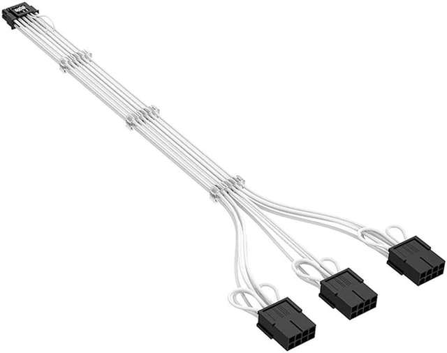Main image of 16Pin to 3x 8(6+2) Pin PCIE5.0 GPU Cables Sleeved PSU Extension Cable Mini 12+4Pin Connector Graphics Card 600W 16AWG Power Supply