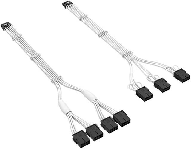 Alt view image 3 of 8 - 16Pin to 3x 8(6+2) Pin PCIE5.0 GPU Cables Sleeved PSU Extension Cable Mini 12+4Pin Connector Graphics Card 600W 16AWG Power Supply