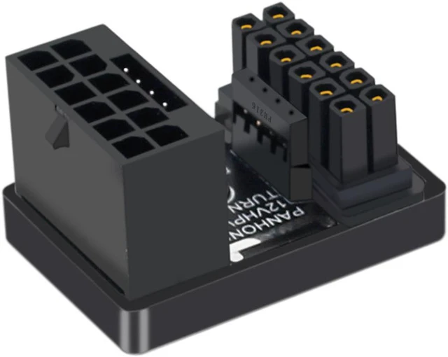 Alt view image 3 of 8 - 16P to 16P PCIe 5.0 Graphics Card Connector Adapter ATX3.0 Power Supply 12VHPWR 12+4 16P 600W Male/Female 180 Degree Steering Head - Mode B - Black