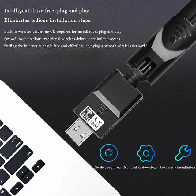 Alt view image 3 of 8 - WiFi 6 Wireless Network Card Driver Free 1800M Wireless WiFi Network Card Adapter Receiver Computer 2.4G & 5.8G USB3.0 Gigabit Network Card Only for Win 10 /11