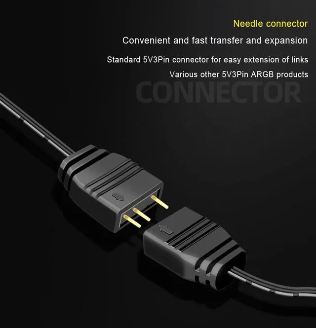 Alt view image 6 of 7 - 2 Pack 1.1ft 5V 3Pin Addressable RGB Splitter Cable Female to Male 1 to 2 ARGB Splitter Cord