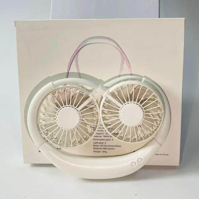 Main image of Portable Hanging Neck Fans USB Rechargeable Mini Air Cooling Fan Air Conditioner Wearable Neckband Fans with Colorful breathing light