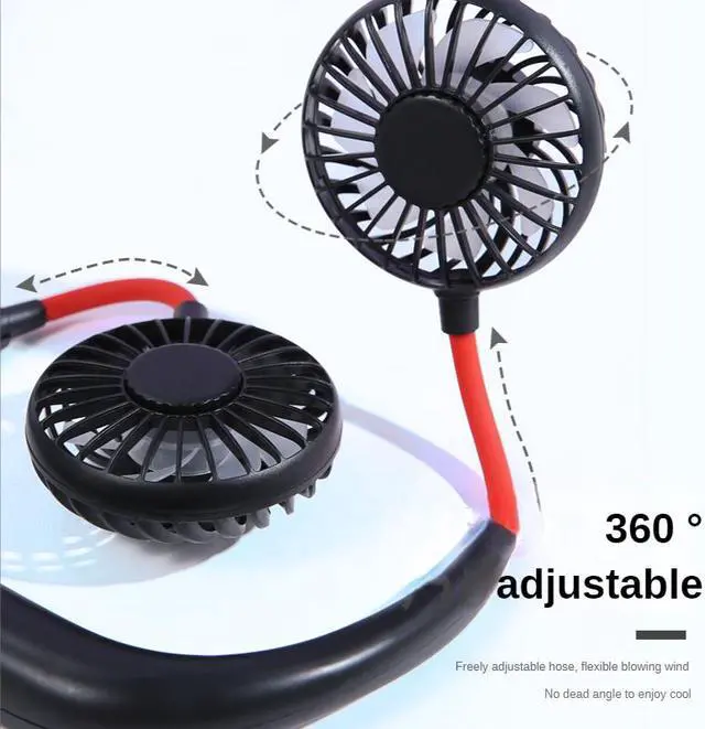 Alt view image 3 of 8 - Portable Hanging Neck Fans USB Rechargeable Mini Air Cooling Fan Air Conditioner Wearable Neckband Fans with Colorful breathing light