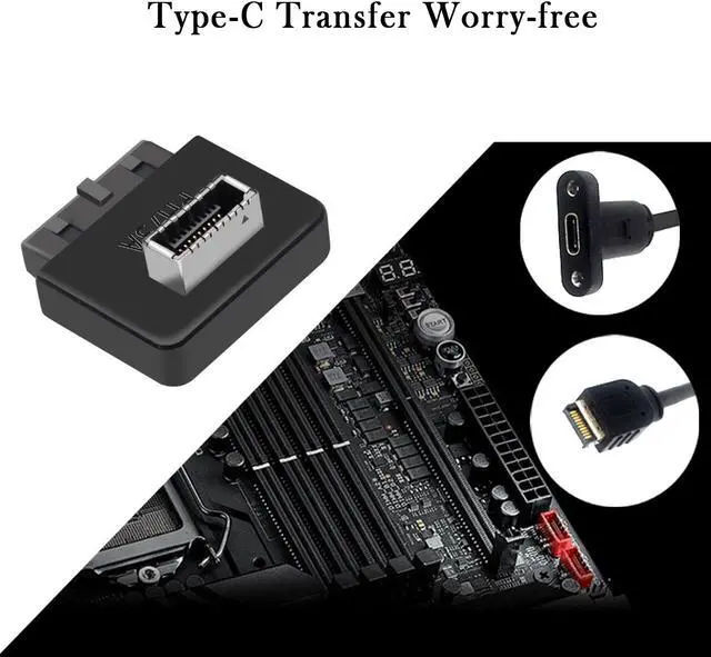 Alt view image 6 of 8 - USB3.0 19Pin To TYPE-E 20Pin Extension Adapter USB3.0 to TYPE-E 90 Degree Adapter Type C USB3.1 Front Panel Socket For Motherboard PC Connector Riser (one Positive and one negative )