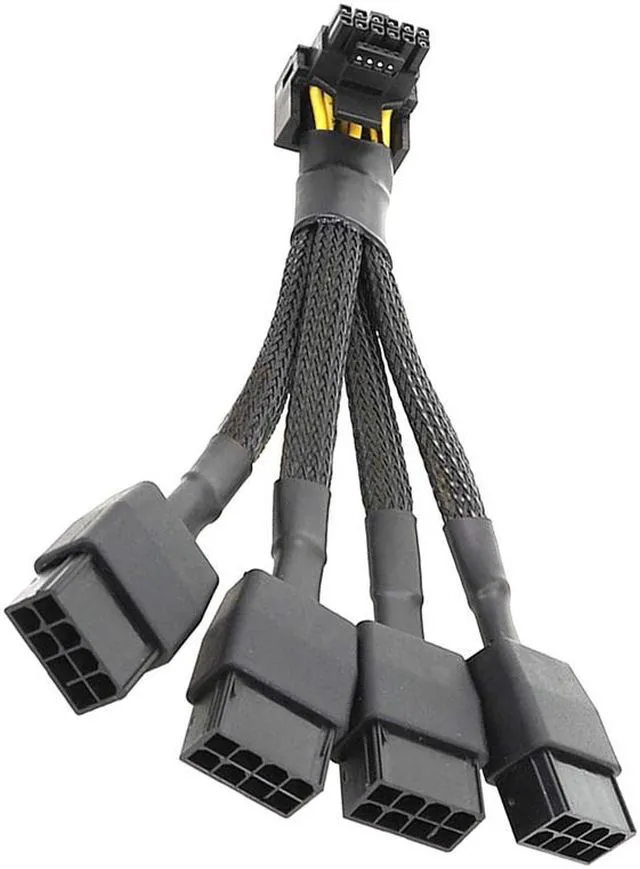 Alt view image 3 of 5 - For GPU RTX4090 RTX4080 4X8 Pin PCI-E To 16 Pin Graphics Card Power Cable 12VHPWR Connector 90 Degree Elbow Cable 5.9inch