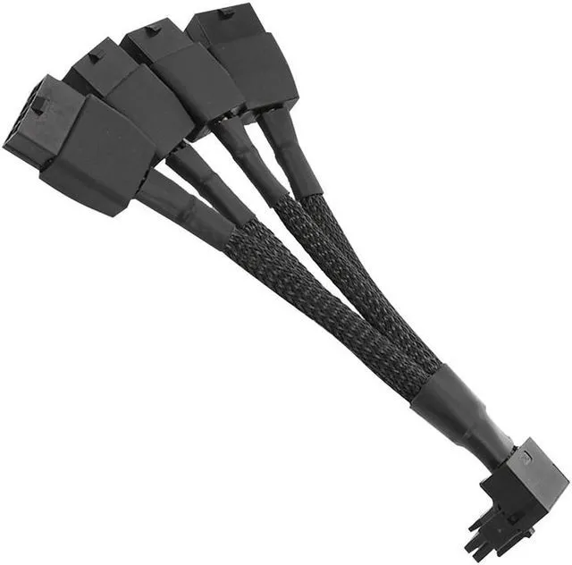 Alt view image 4 of 5 - For GPU RTX4090 RTX4080 4X8 Pin PCI-E To 16 Pin Graphics Card Power Cable 12VHPWR Connector 90 Degree Elbow Cable 5.9inch