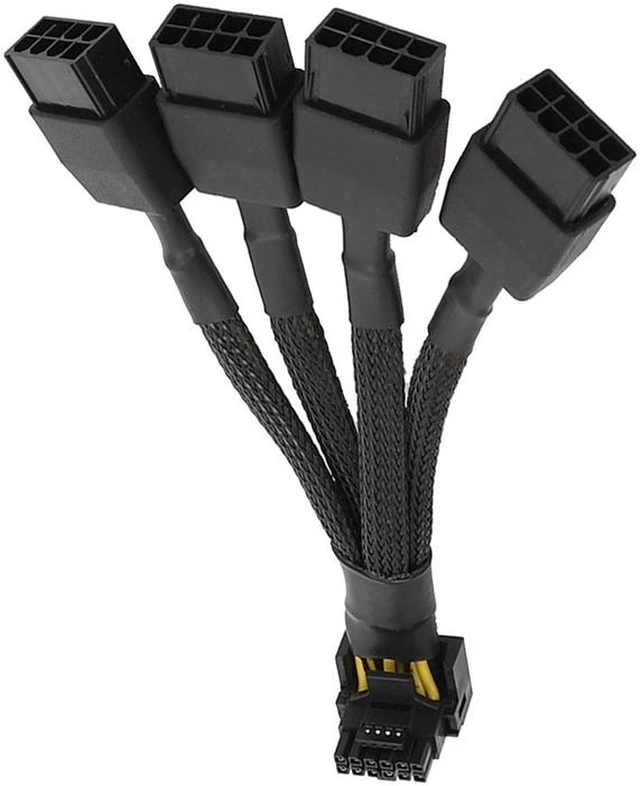 Alt view image 2 of 5 - For GPU RTX4090 RTX4080 4X8 Pin PCI-E To 16 Pin Graphics Card Power Cable 12VHPWR Connector 90 Degree Elbow Cable 5.9inch