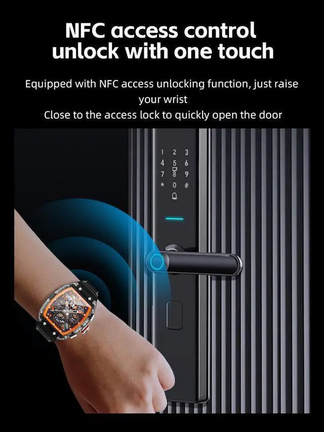 Alt view image 3 of 8 - Smartwatch NFC Bluetooth Call Blood Heart Rate Blood Pressure Monitoring Fitness Activity Tracker Sports Mode Smart Watch