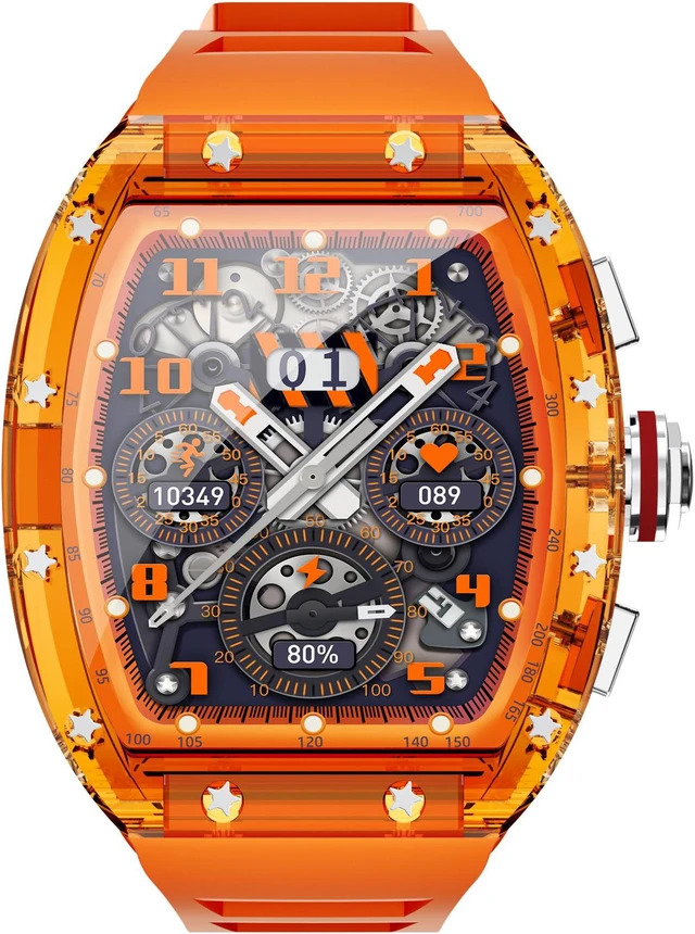 Alt view image 2 of 8 - Smartwatch NFC Bluetooth Call Blood Heart Rate Blood Pressure Monitoring Fitness Activity Tracker Sports Mode Smart Watch Orange