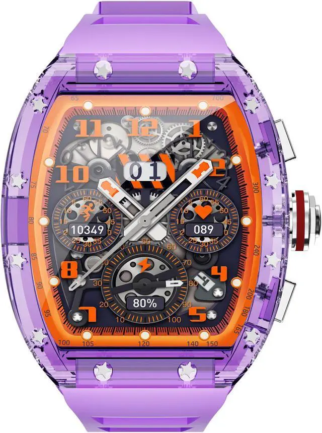 Alt view image 2 of 8 - Smartwatch NFC Bluetooth Call Blood Heart Rate Blood Pressure Monitoring Fitness Activity Tracker Sports Mode Smart Watch Purple