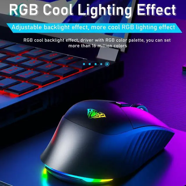 Alt view image 4 of 8 - RGB 2.4G Wireless / Type-C Wired Dual-mode Gaming Mouse 10000 DPI Mice for Pc gamer Computer Desktop Laptop