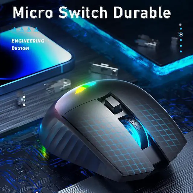 Alt view image 2 of 8 - RGB 2.4G Wireless / Type-C Wired Dual-mode Gaming Mouse 10000 DPI Mice for Pc gamer Computer Desktop Laptop