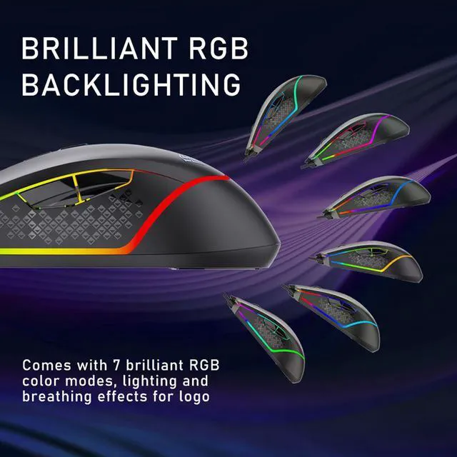 Alt view image 5 of 7 - RGB Wired Programmable Gaming Mouse 6400 DPI Ergonomic Computer Optical Mice for Pc Gamer Desktop Laptop