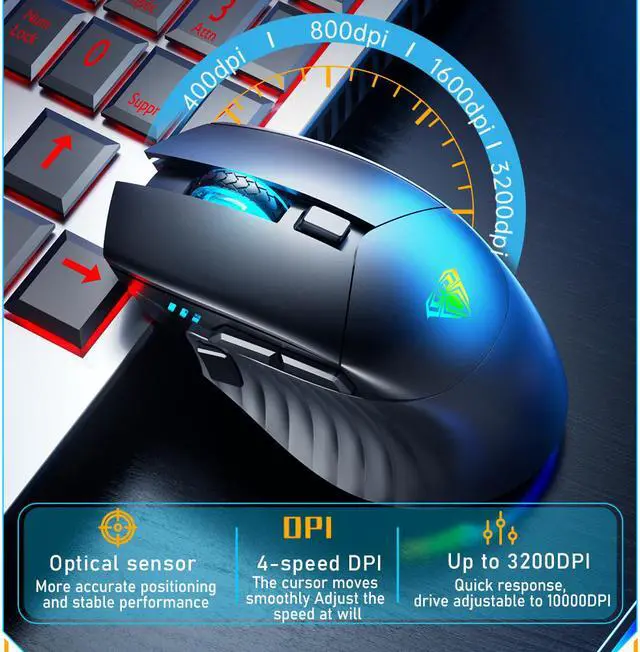 Alt view image 6 of 8 - RGB 2.4G Wireless / Type-C Wired Dual-mode Gaming Mouse 10000 DPI Mice for Pc gamer Computer Desktop Laptop