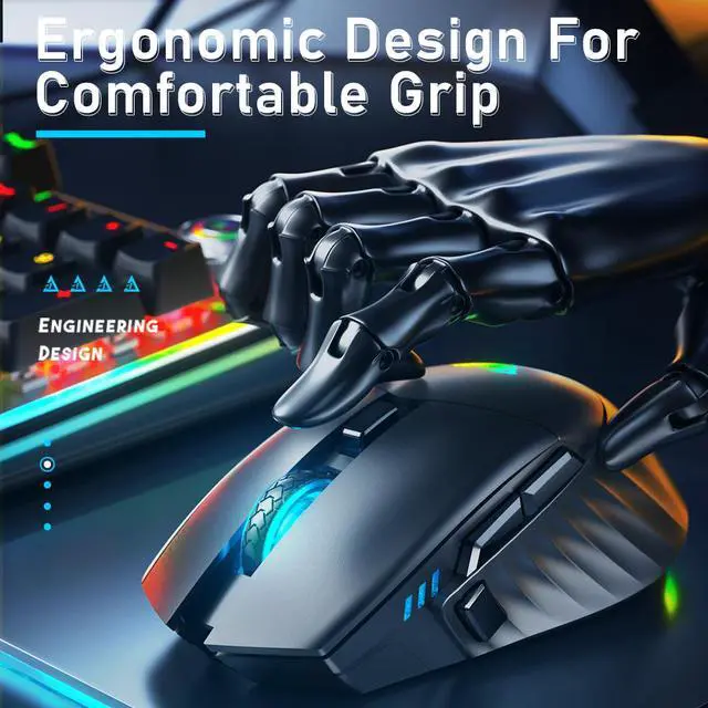 Alt view image 5 of 8 - RGB 2.4G Wireless / Type-C Wired Dual-mode Gaming Mouse 10000 DPI Mice for Pc gamer Computer Desktop Laptop