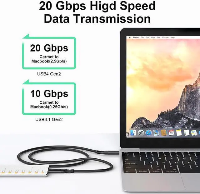Alt view image 6 of 8 - USB4 Data Cable Compatible with Thunder-bolt 3 Thunder-bolt 4 Data Cable 40GB High-speed 8k60Hz Audio PD240W Fast Charging Cable