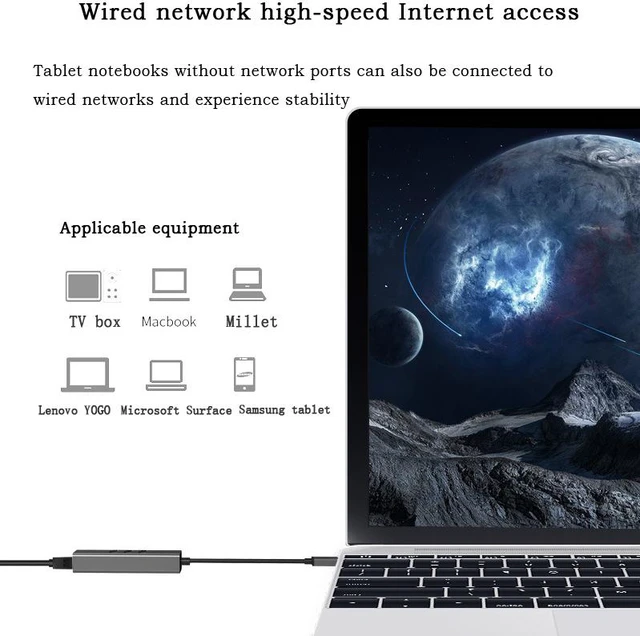 Alt view image 7 of 8 - USB to RJ45 Gigabit Network Card Drive free Expansion Dock Gigabit Computer External USB Network Card 3.0 HUB Integrator