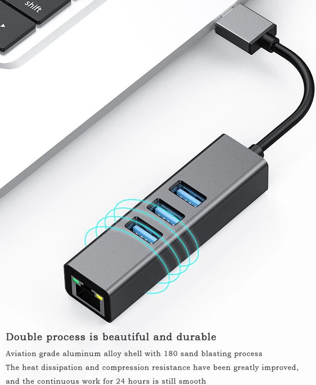 Alt view image 5 of 8 - USB to RJ45 Gigabit Network Card Drive free Expansion Dock Gigabit Computer External USB Network Card 3.0 HUB Integrator
