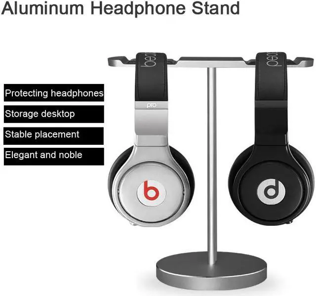 Alt view image 4 of 8 - Aluminum Alloy Headphone Stand Support PC Gaming Headsets Holder Hanger Detachable Metal Earphone Rack Brace