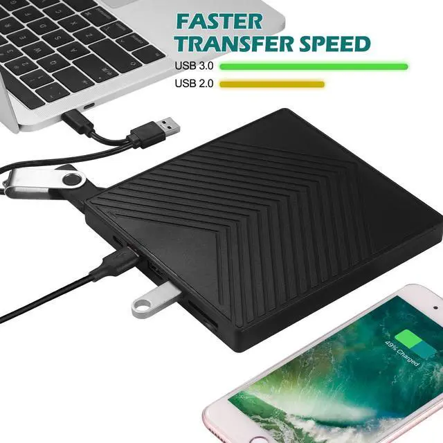 Alt view image 6 of 8 - USB3.0 Type-C DVD Burner DVD RW CD Writer External Optical Drive CD/DVD Player TF/SD Card Reader