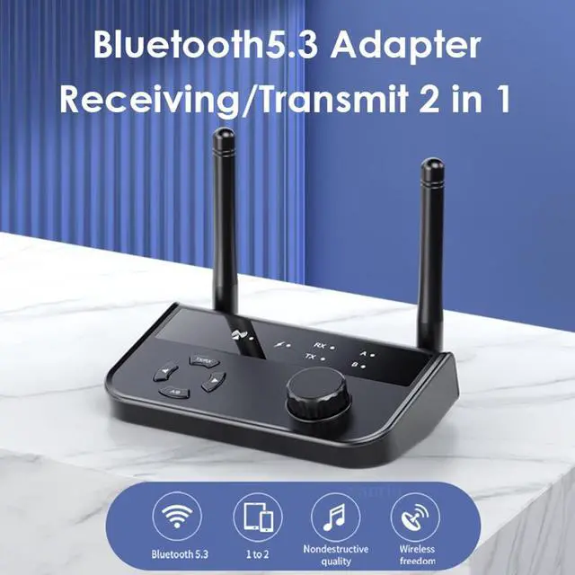 Alt view image 3 of 8 - Multipoint Bluetooth 5.3 Audio Transmitter Receiver 3.5mm AUX 2 RCA Stereo Music Wireless Adapter for Car TV PC Speakers