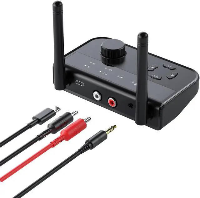 Alt view image 2 of 8 - Multipoint Bluetooth 5.3 Audio Transmitter Receiver 3.5mm AUX 2 RCA Stereo Music Wireless Adapter for Car TV PC Speakers