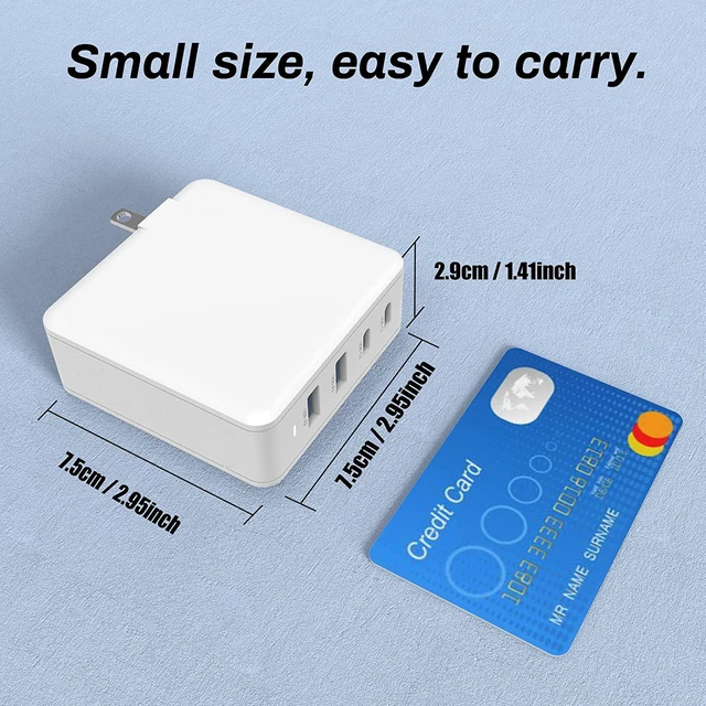 Alt view image 6 of 8 - 100W GaN Fast Charging Power Adapter Dual USB A Type C Portable Charger 4 Ports QC 3.0 High Speed Wall Charger for Laptop Notebook Phone