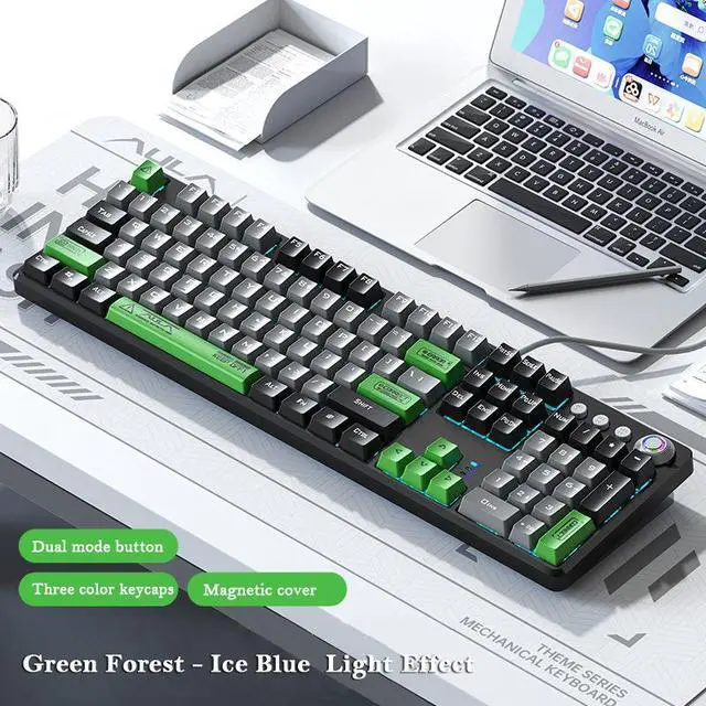 Alt view image 2 of 8 - 108 keys Wired Mechanical Keyboard RGB Gaming Keyboard Gamer E-Sports Accessory Magnetic Suction Upper Cover for Computer Pc Brown Switch Green