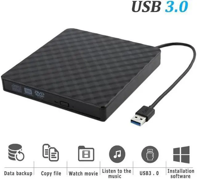Alt view image 2 of 7 - External CD Drive, USB 3.0 Slim External CD DVD ROM Drive Writer Reader Burner,  Portable CD DVD RW Drive/Writer/Burner Optical Player External DVD Drive for Macbook/Laptop/Desktop PC Windows XP/7/10