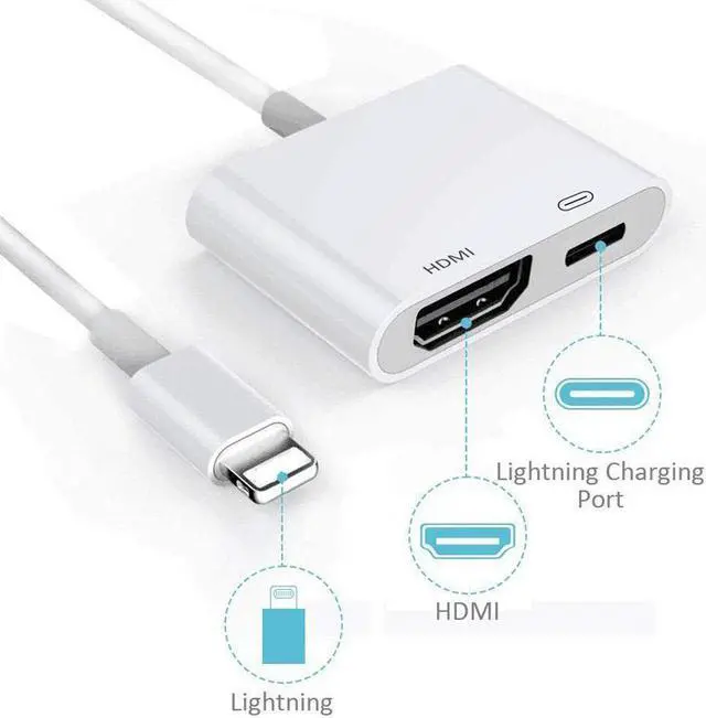 Alt view image 2 of 7 - Compatible with iPhone to HDMI Adapter Cable, Aictoe Digital AV Adapter 1080p HD TV Connector Cable Compatible with iPhone 11 Pro Xs Max XR 8 7 6Plus, iPad, iPod to TV Projector Monitor