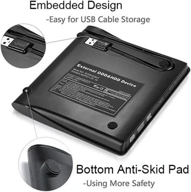 Alt view image 4 of 7 - External DVD Drive USB 3.0 Portable CD DVD RW Drive Writer Burner Optical Player Compatible For Windows 10 Laptop Desktop iMac