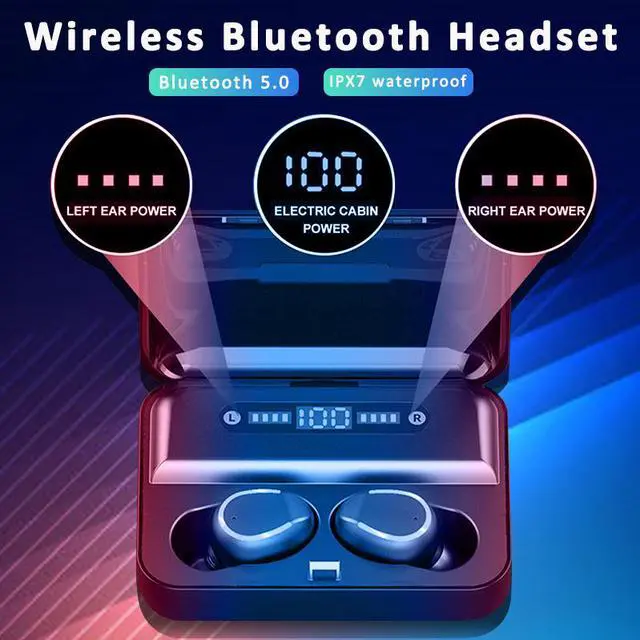 Alt view image 2 of 7 - TWS Mini Wireless Bluetooth 5.0 Earbuds Binaural With LED Power Digital Display Movable Charging Box Portable Good for Drive