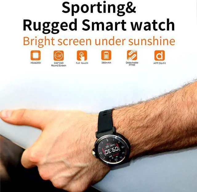 Alt view image 3 of 7 - Hitoor Sport IP68 Waterproof Smart Watch Full Touch Screen Men Clock Heart Rate Monitor Smartwatch Fitness Tracker Bracelet for IOS Android