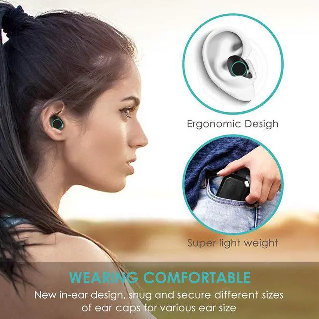 Alt view image 5 of 7 - TWS Blutooth V5.0 Earphone Wireless Mini Earbuds Stereo Sport Headset Headphone audifonos para celular Elair LED Dispay nanopods