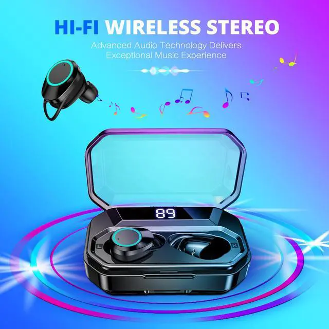 Alt view image 4 of 7 - TWS Blutooth V5.0 Earphone Wireless Mini Earbuds Stereo Sport Headset Headphone audifonos para celular Elair LED Dispay nanopods