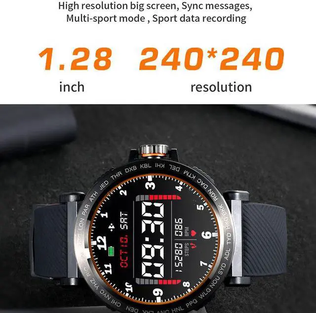 Alt view image 4 of 7 - Hitoor Sport IP68 Waterproof Smart Watch Full Touch Screen Men Clock Heart Rate Monitor Smartwatch Fitness Tracker Bracelet for IOS Android