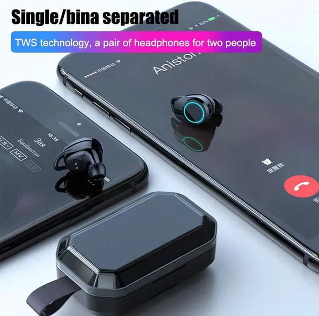 Alt view image 6 of 7 - TWS Blutooth V5.0 Earphone Wireless Mini Earbuds Stereo Sport Headset Headphone audifonos para celular Elair LED Dispay nanopods